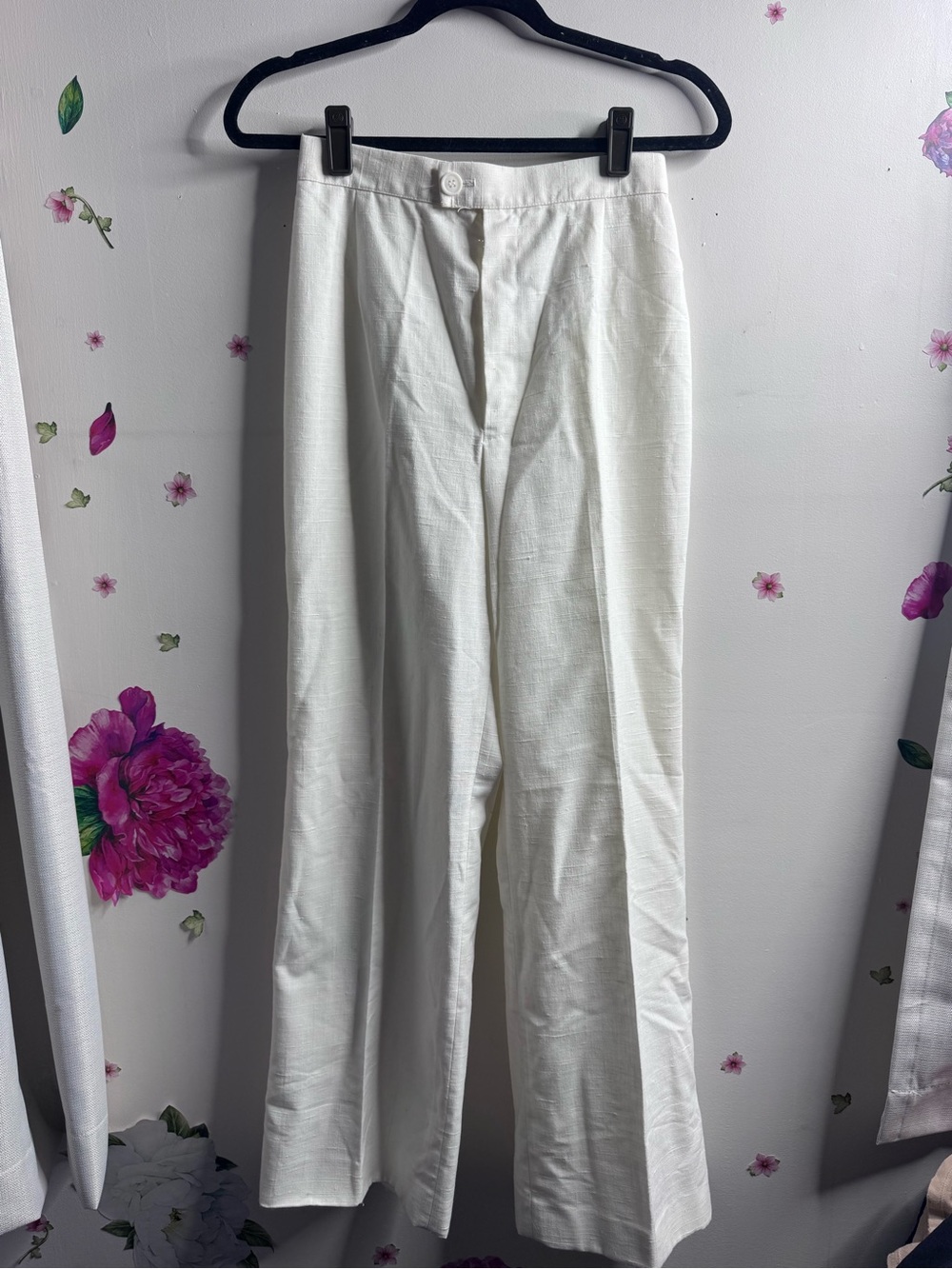 White/ Cream Wide-Leg Dress Trousers